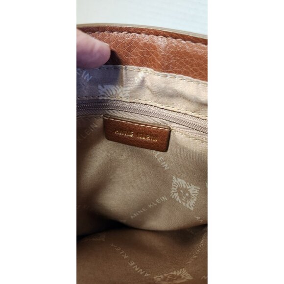 Anne Klein Arianna Satchel Pebble Leather rown Violet With Strap - Picture 9 of 9